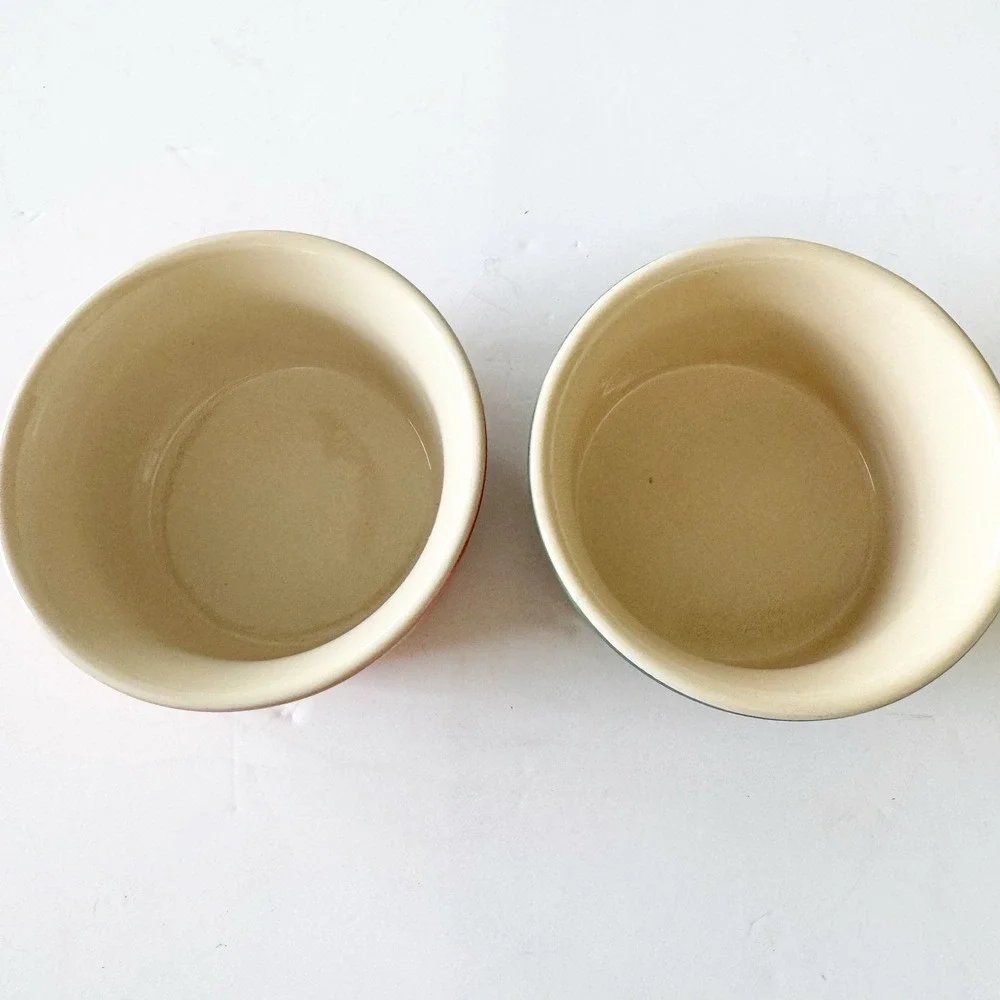 Le Creuset Stoneware Ramekins One Green One Orange Baking  Kitchen Bakeware Fall